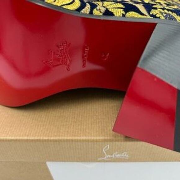 Christian Louboutin Mens LOUBI mystery OMERIC velvet with gold embroidery 42 - Picture 3 of 13